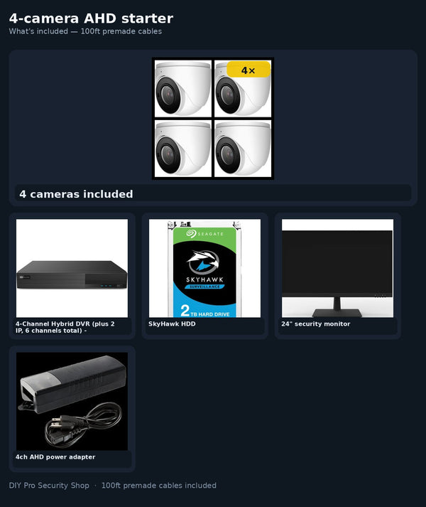4-camera AHD starter — what's included
