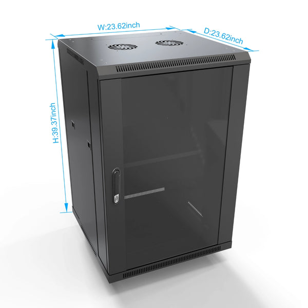 18U Floor-Standing Server Cabinet, 23.6 x 23.6 x 39.4 in