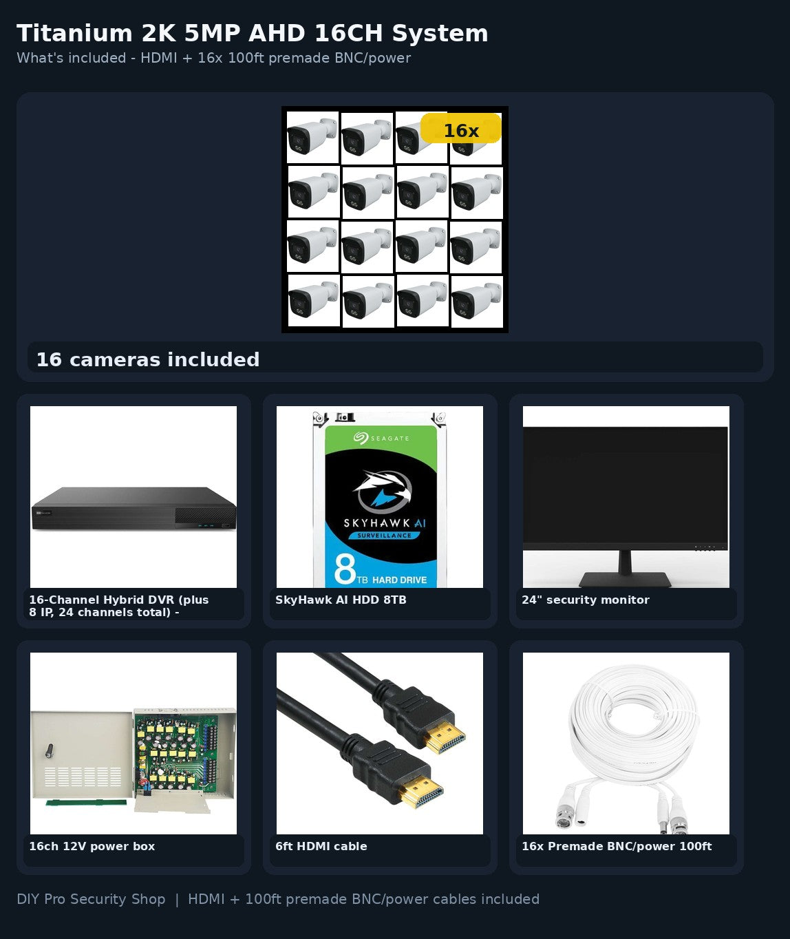16-camera-2k-ahd-kit - what's included (HDMI + premade cables)