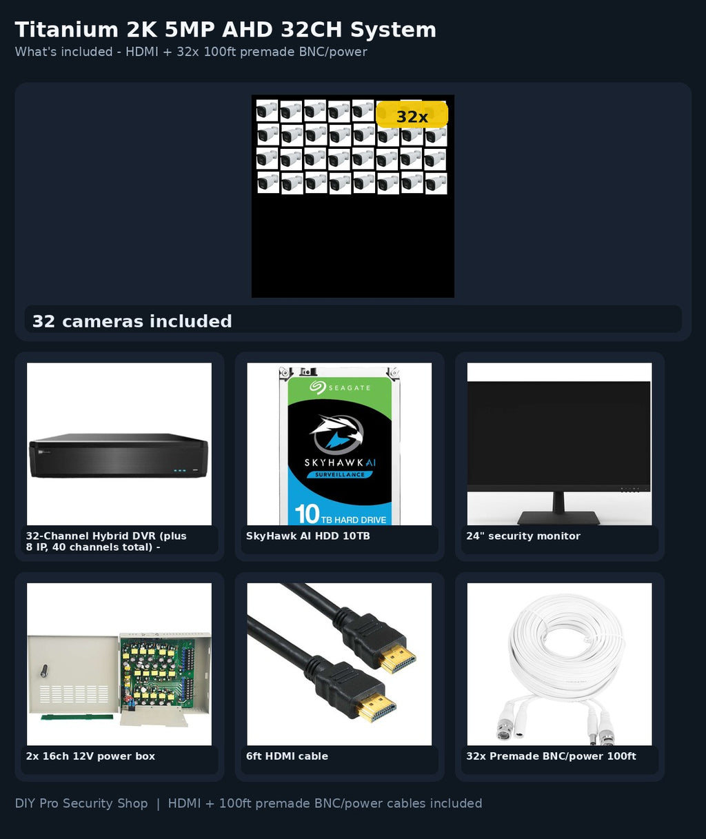32-camera-2k-ahd-kit - what's included (HDMI + premade cables)