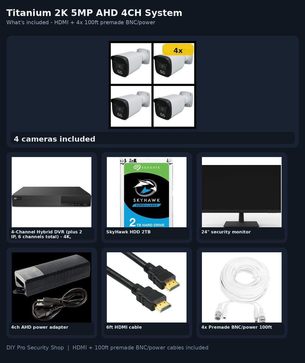 4-camera-2k-ahd-starter - what's included (HDMI + premade cables)
