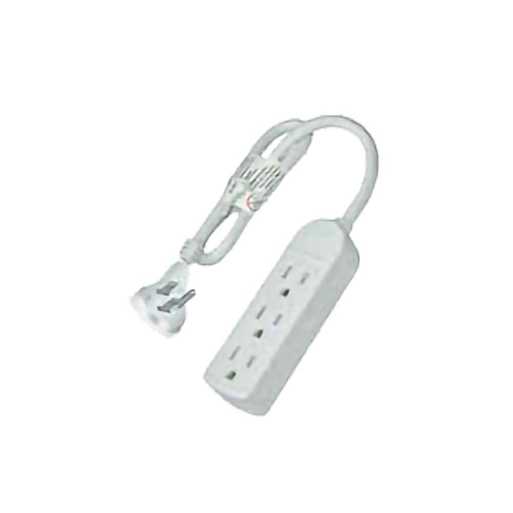 3-Outlet Power Strip with Flat Plug, 1.5 ft Cord (White)