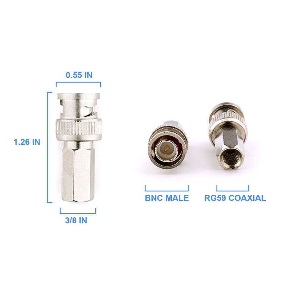 BNC Male Twist-On Connector for RG59 Coax (50-pack jar)