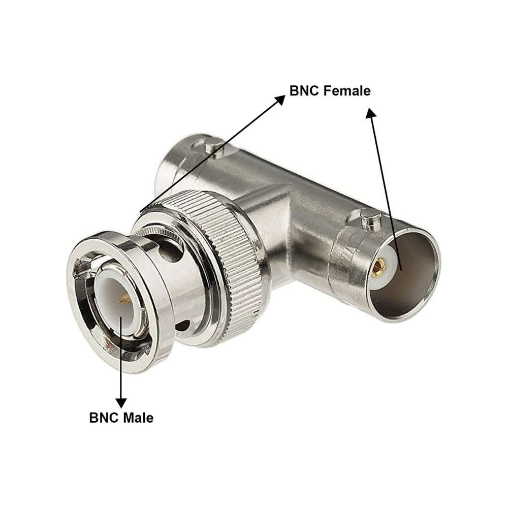 BNC T-Connector Splitter, 1 Male to 2 Female (50-pack jar)