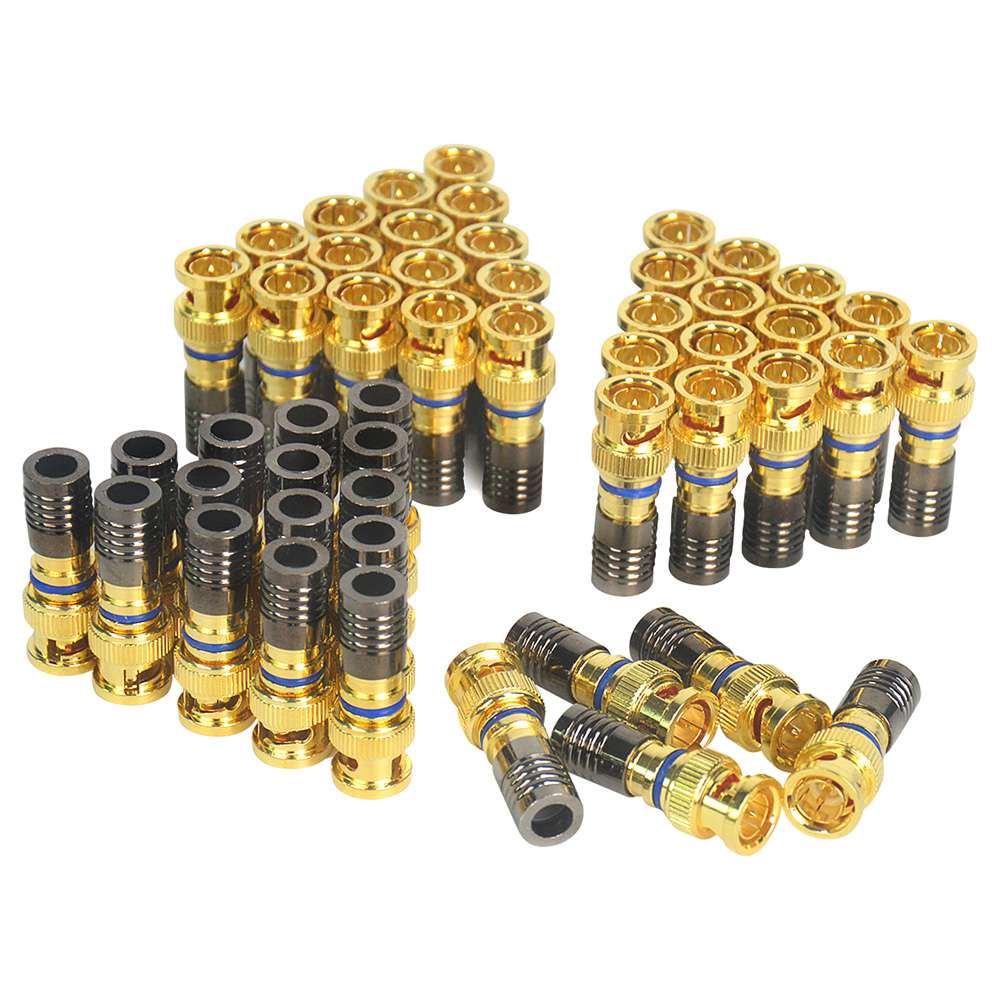 BNC Compression Connector for RG6 Solid Copper Coax (50-pack jar)