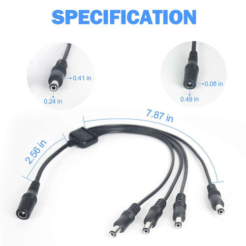 1-to-4 Power Splitter Cable for CCTV Cameras