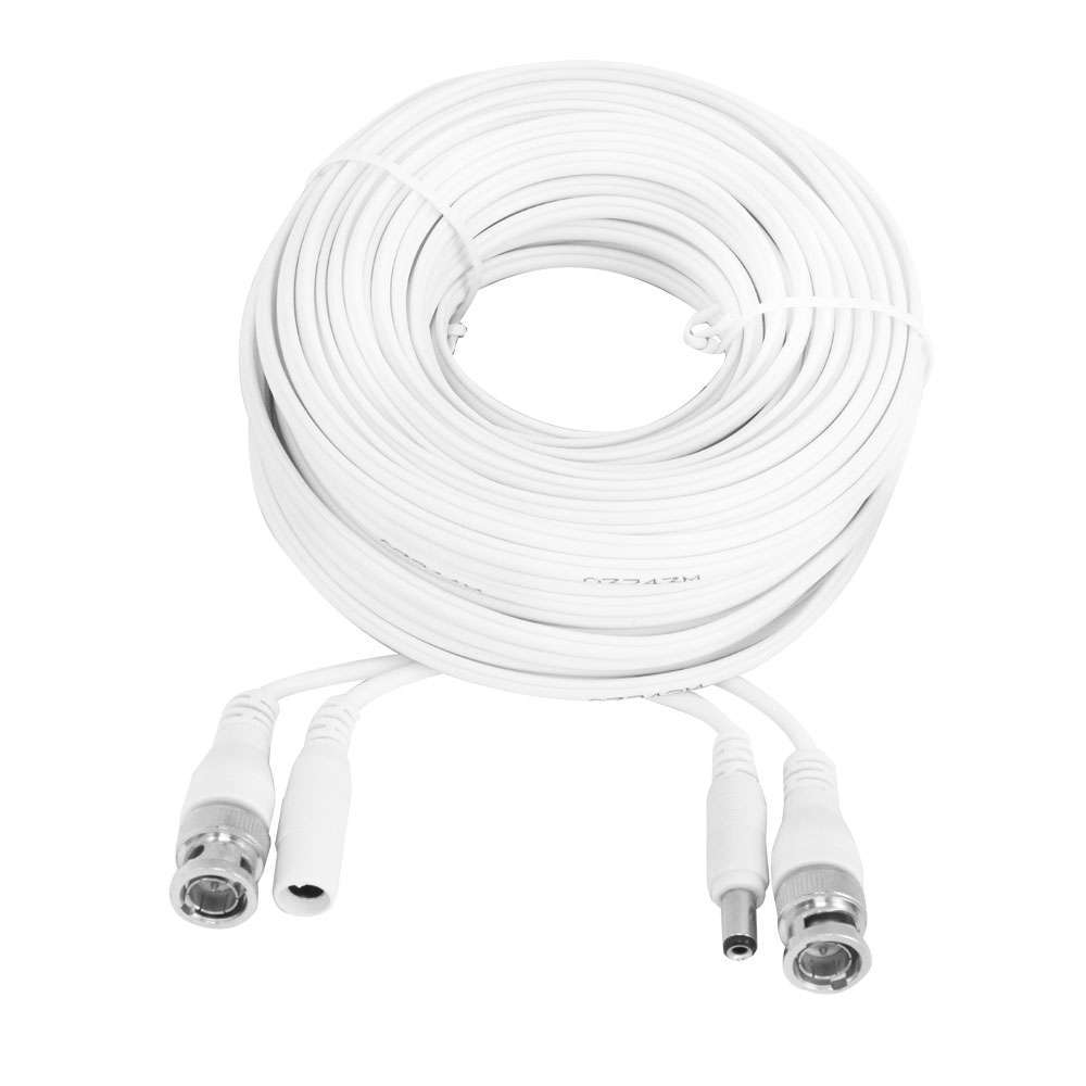 100 ft Premade Siamese Camera Cable with BNC Video + Power Pigtail (Black)