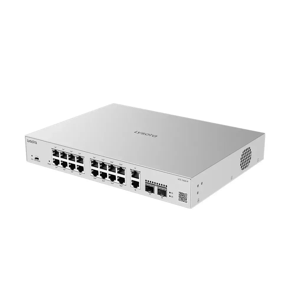 16-port Lysora gigabit PoE+ switch
