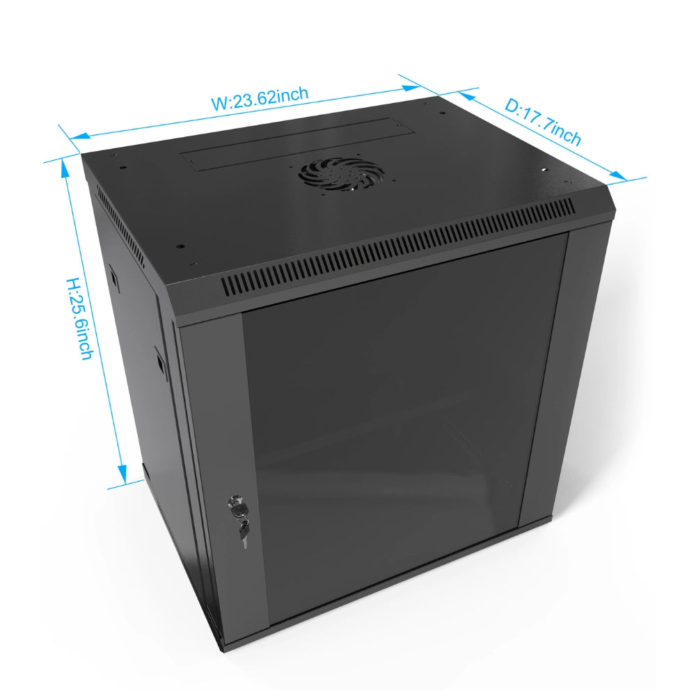 12U Wall-Mount Server Cabinet, 23.6 x 17.7 x 25.6 in