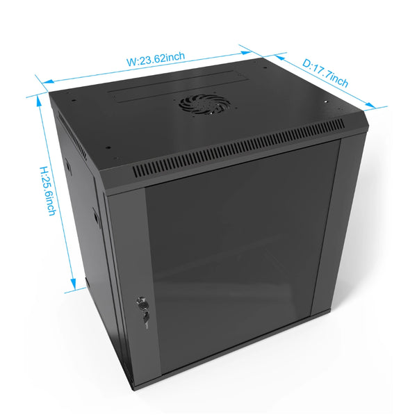 12U Wall-Mount Server Cabinet, 23.6 x 17.7 x 25.6 in